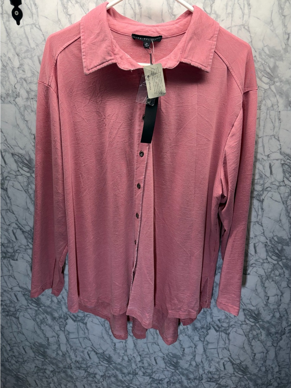 Women Relaxed Button-Front Shirt - Pink